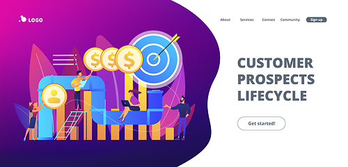 Image showing Sales pipeline management concept landing page.