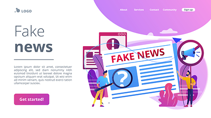 Image showing Fake news concept landing page