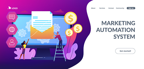 Image showing Marketing automation system concept landing page.