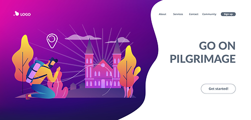 Image showing Christian pilgrimages concept landing page.