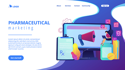 Image showing Pharmaceutical marketing concept landing page.