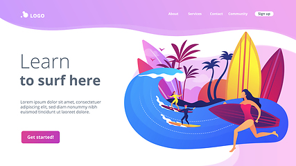 Image showing Surfing school concept landing page.