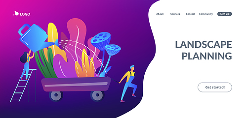 Image showing Landscape design concept landing page.