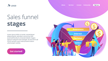 Image showing Sales funnel management concept landing page.