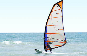 Image showing Windsurfer on the sea in the afternoon