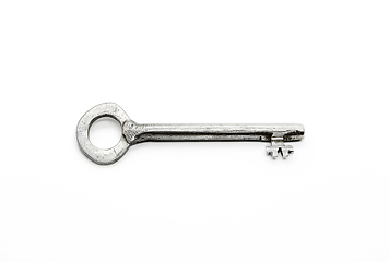 Image showing Vintage silver key solated on white background