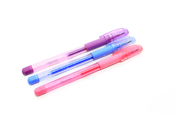 Image showing Colorful gel pens isolated on a white background