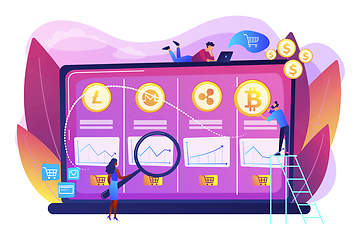 Image showing Cryptocurrency trading desk concept vector illustration