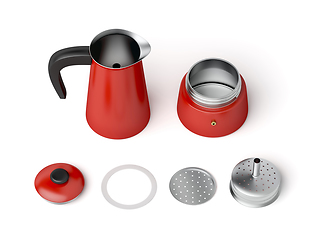 Image showing Disassembled moka pot