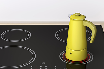 Image showing Moka pot on ceramic electric cooktop