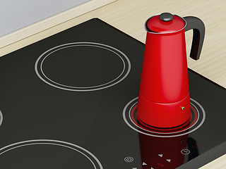 Image showing Moka pot on ceramic cooktop