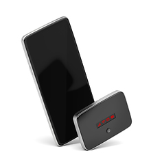 Image showing Smartphone and Wi-Fi mobile router