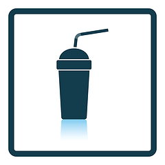 Image showing Disposable soda cup and flexible stick icon