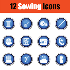 Image showing Set of twelve sewing icons. 