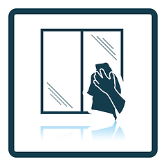 Image showing Hand wiping window icon