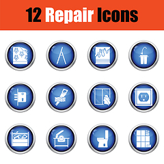 Image showing Set of repair icons. Flat design tennis icon set in ui colors. V