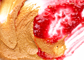 Image showing peanut butter and raspberry jam