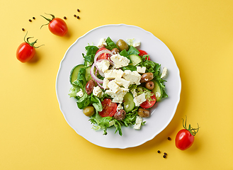 Image showing plate of fresh greek salad