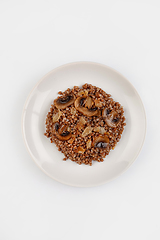 Image showing Boiled Buckwheat And Mushrooms