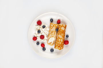 Image showing Pancakes And Berries