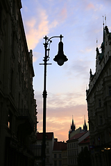 Image showing Traditional vintage street lamp and architecture of Prague 