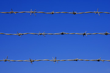 Image showing Barbed wire fence detail