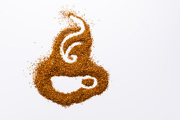 Image showing Rooibos tea in shape of tea cup on white background
