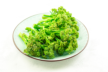 Image showing Organic Broccolini (bimi) in bowl on white background