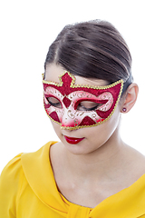 Image showing Portrait of a Young Woman with a Mask