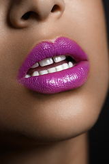 Image showing beautiful woman lips closeup