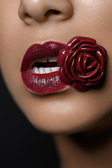 Image showing beautiful woman lips closeup
