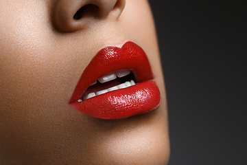 Image showing beautiful woman lips closeup