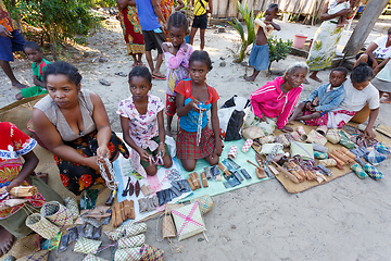 Image showing Malagasy woman from village selling souvenir, Madagascar