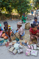 Image showing Malagasy woman from village selling souvenir, Madagascar