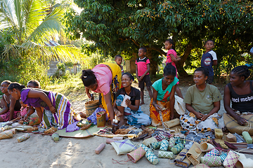 Image showing Malagasy woman from village selling souvenir, Madagascar