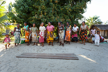 Image showing Malagasy woman from village traditional singing and dancing