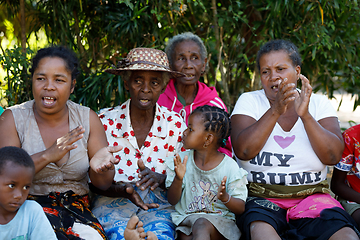 Image showing Malagasy woman from village traditional singing and dancing