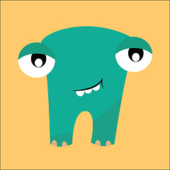 Image showing Clipart of a smiling blue-colored monster set on isolated yellow