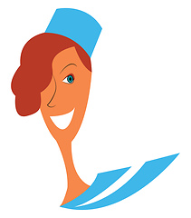 Image showing The portrait of a stewardess in her uniform vector or color illu