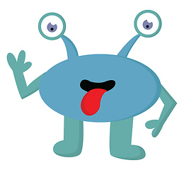 Image showing Two-eyed blue alien monster vector or color illustration