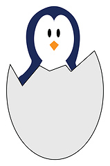 Image showing Little penguin inside egg shellillustration vector on white back