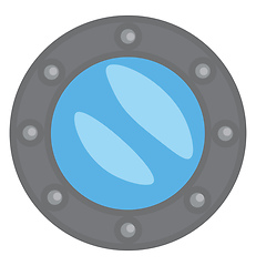 Image showing Clipart of a grey-colored submarine window/Bull-eye window vecto