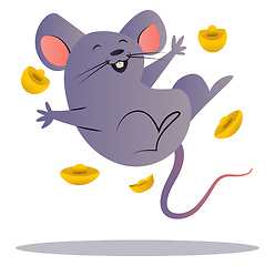 Image showing Happy cartoon chinese mouse vector illustration on white backgro