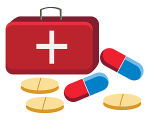Image showing A first aid box with medicine vector or color illustration