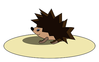 Image showing Cartoon funny hedgehog on a large circular disc vector or color 
