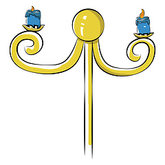 Image showing A two arms candle holder with glowing candles vector color drawi