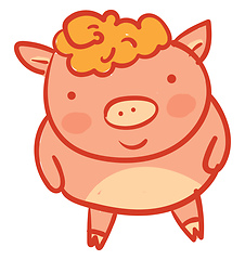 Image showing Piglet toy with yellow hair vector or color illustration