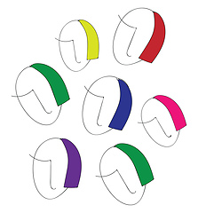 Image showing Abstract faces with different hair colour vector or color illust