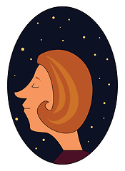 Image showing Profile of a girl at night vector illustration on white backgrou