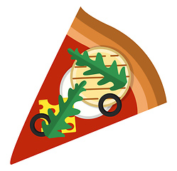 Image showing Pizza slice with arugulacheese and veggiesPrint